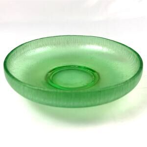 Antique Iridescent Fenton Florentine Stretch Green Uranium Glass Bowl UV Glow‎